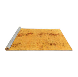 Sideview of Machine Washable Abstract Yellow Modern Rug, wshabs1104yw