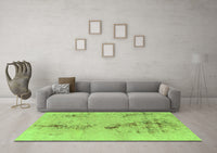 Machine Washable Abstract Green Modern Rug, wshabs1104grn