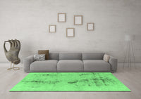 Machine Washable Abstract Emerald Green Modern Rug, wshabs1104emgrn