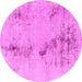 Round Machine Washable Abstract Pink Modern Rug, wshabs1104pnk