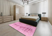 Machine Washable Abstract Dark Hot Pink Rug in a Bedroom, wshabs1104