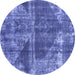 Round Machine Washable Abstract Blue Modern Rug, wshabs1105blu