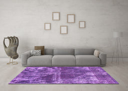 Machine Washable Abstract Purple Modern Area Rugs in a Living Room, wshabs1105pur