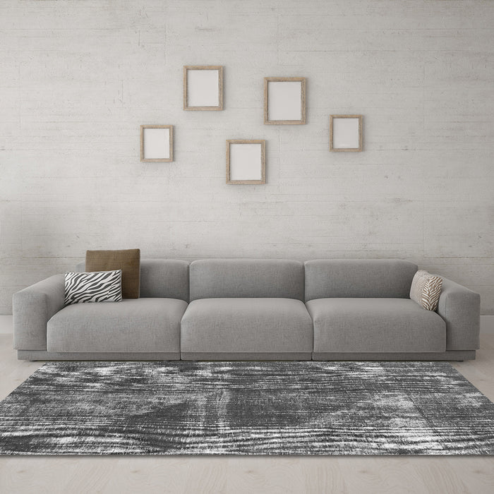 Machine Washable Abstract Gray Modern Rug in a Living Room,, wshabs1105gry