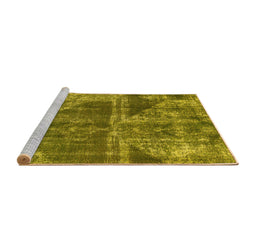 Sideview of Machine Washable Abstract Yellow Modern Rug, wshabs1105yw