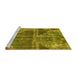 Sideview of Machine Washable Abstract Yellow Modern Rug, wshabs1105yw