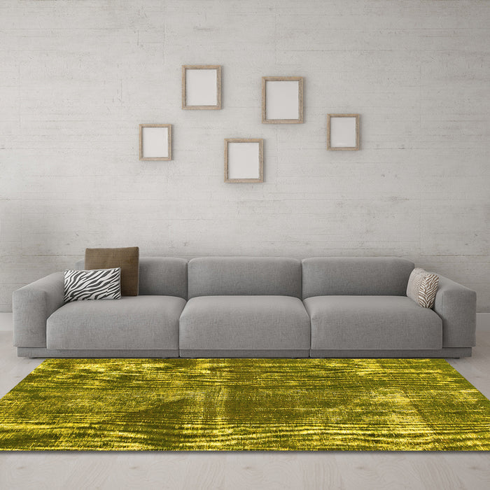Machine Washable Abstract Yellow Modern Rug in a Living Room, wshabs1105yw