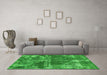 Machine Washable Abstract Green Modern Area Rugs in a Living Room,, wshabs1105grn