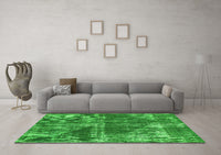 Machine Washable Abstract Green Modern Rug, wshabs1105grn