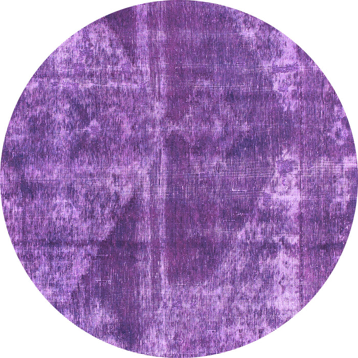 Round Machine Washable Abstract Purple Modern Area Rugs, wshabs1105pur