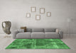 Machine Washable Abstract Emerald Green Modern Area Rugs in a Living Room,, wshabs1105emgrn