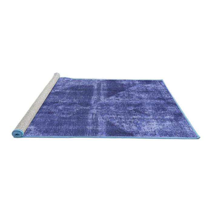 Sideview of Machine Washable Abstract Blue Modern Rug, wshabs1105blu
