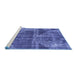 Sideview of Machine Washable Abstract Blue Modern Rug, wshabs1105blu
