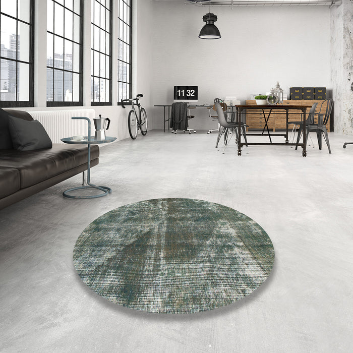 Round Machine Washable Abstract Light Black Rug in a Office, wshabs1105