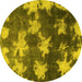 Round Machine Washable Abstract Yellow Modern Rug, wshabs1106yw