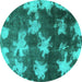 Round Machine Washable Abstract Turquoise Modern Area Rugs, wshabs1106turq