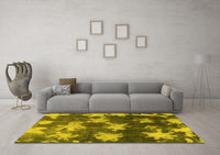 Machine Washable Abstract Yellow Modern Rug, wshabs1106yw