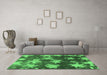 Machine Washable Abstract Emerald Green Modern Area Rugs in a Living Room,, wshabs1106emgrn