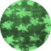 Round Abstract Emerald Green Modern Rug, abs1106emgrn