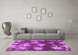 Machine Washable Abstract Pink Modern Rug in a Living Room, wshabs1106pnk