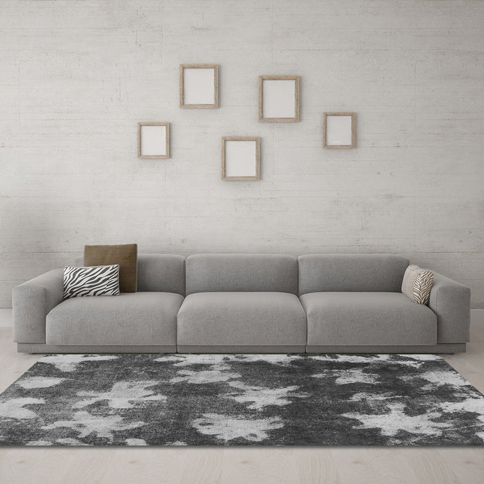Machine Washable Abstract Gray Modern Rug in a Living Room,, wshabs1106gry