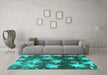 Machine Washable Abstract Turquoise Modern Area Rugs in a Living Room,, wshabs1106turq