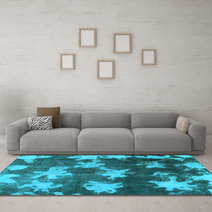 Machine Washable Abstract Light Blue Modern Rug in a Living Room, wshabs1106lblu
