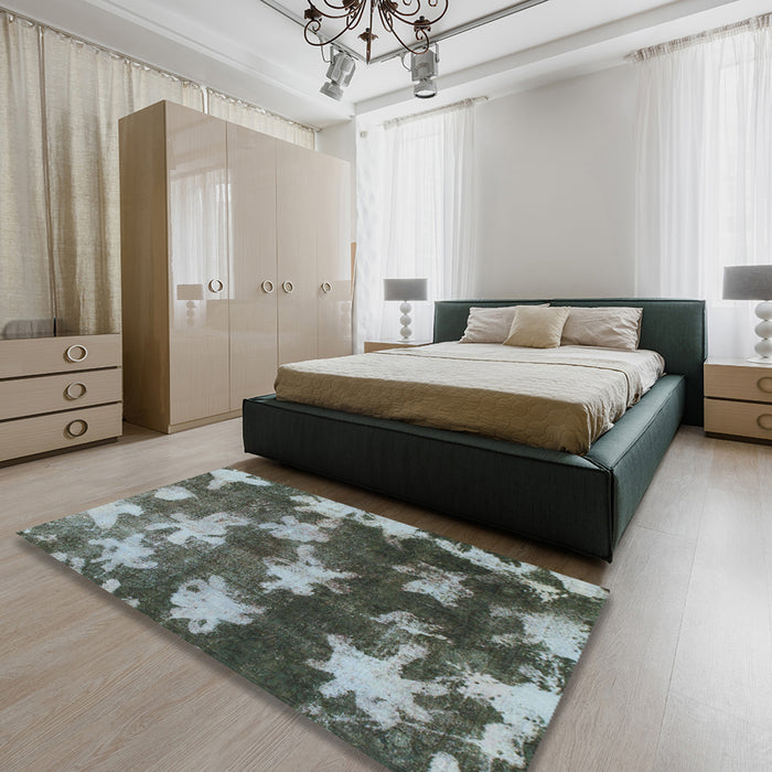 Round Abstract Light Black Modern Rug in a Office, abs1106