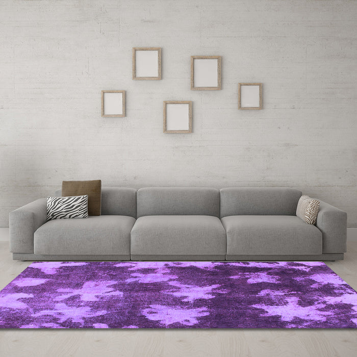 Machine Washable Abstract Purple Modern Area Rugs in a Living Room, wshabs1106pur