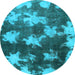 Round Abstract Light Blue Modern Rug, abs1106lblu