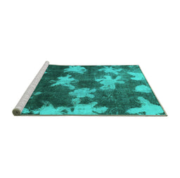 Sideview of Machine Washable Abstract Turquoise Modern Area Rugs, wshabs1106turq