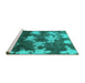 Sideview of Machine Washable Abstract Turquoise Modern Area Rugs, wshabs1106turq