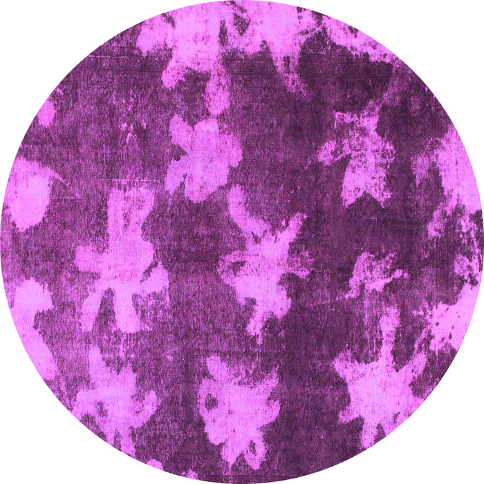 Round Machine Washable Abstract Pink Modern Rug, wshabs1106pnk