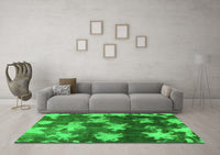 Machine Washable Abstract Green Modern Rug, wshabs1106grn