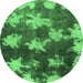 Round Machine Washable Abstract Emerald Green Modern Area Rugs, wshabs1106emgrn