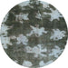 Round Machine Washable Abstract Light Black Rug, wshabs1106