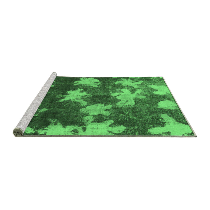 Sideview of Machine Washable Abstract Emerald Green Modern Area Rugs, wshabs1106emgrn