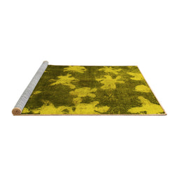 Sideview of Machine Washable Abstract Yellow Modern Rug, wshabs1106yw