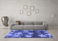 Machine Washable Abstract Blue Modern Rug, wshabs1106blu