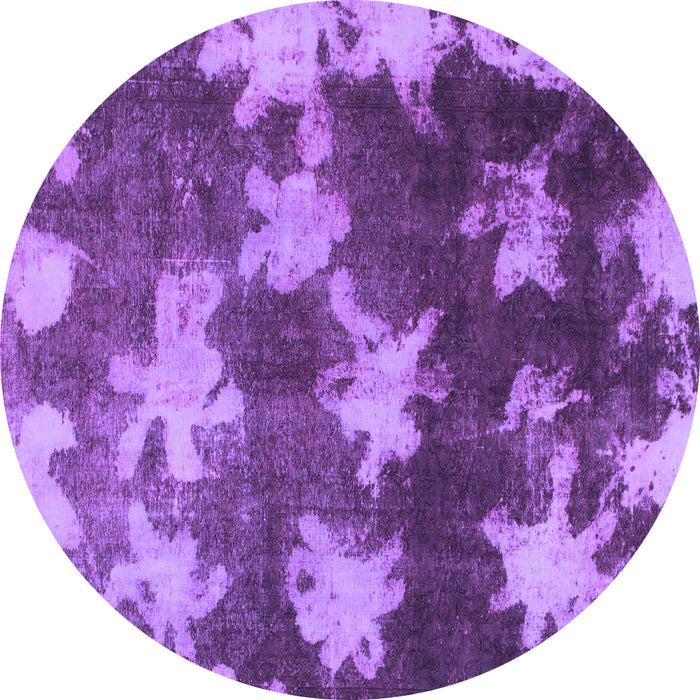 Round Abstract Purple Modern Rug, abs1106pur