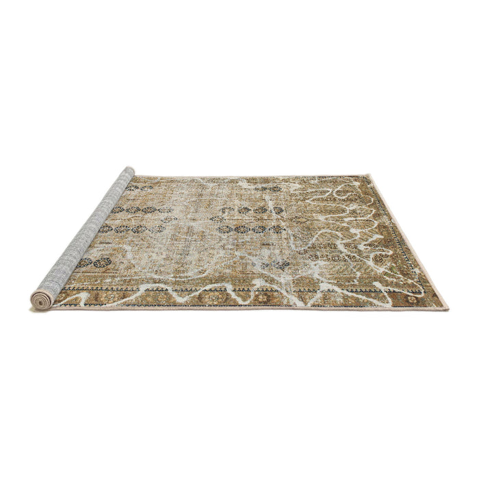 Sideview of Machine Washable Abstract Brown Rug, wshabs1107