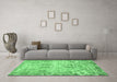 Machine Washable Abstract Emerald Green Modern Area Rugs in a Living Room,, wshabs1107emgrn