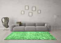 Machine Washable Abstract Emerald Green Modern Rug, wshabs1107emgrn