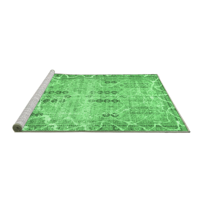 Sideview of Machine Washable Abstract Emerald Green Modern Area Rugs, wshabs1107emgrn