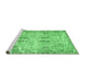 Sideview of Machine Washable Abstract Emerald Green Modern Area Rugs, wshabs1107emgrn