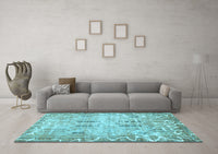 Machine Washable Abstract Light Blue Modern Rug, wshabs1107lblu