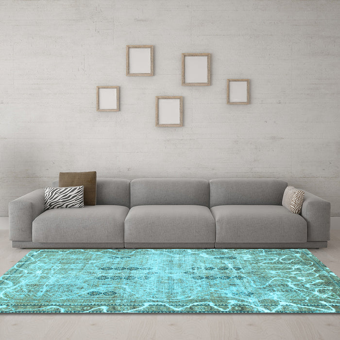 Machine Washable Abstract Light Blue Modern Rug in a Living Room, wshabs1107lblu