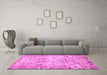 Machine Washable Abstract Pink Modern Rug in a Living Room, wshabs1107pnk
