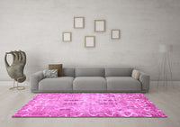 Machine Washable Abstract Pink Modern Rug, wshabs1107pnk