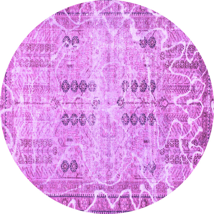Round Machine Washable Abstract Purple Modern Area Rugs, wshabs1107pur